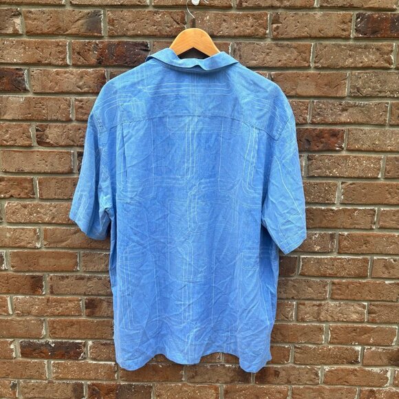 Blue Pattern Tommy Bahama Silk Button Shirt XL - Picture 4 of 6